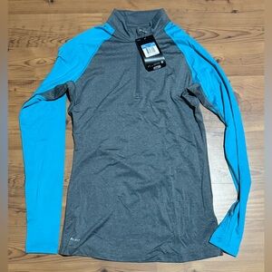 New with tags- Nike women’s Charcoal and Aqua Long Sleeve quarter zip